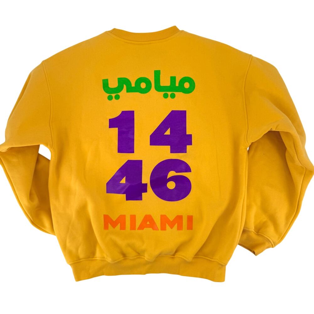 Hassan Hajjaj DAR MIAMI 1446 Yellow Graphic Sweatshirt Mens Sz L The Cultivist